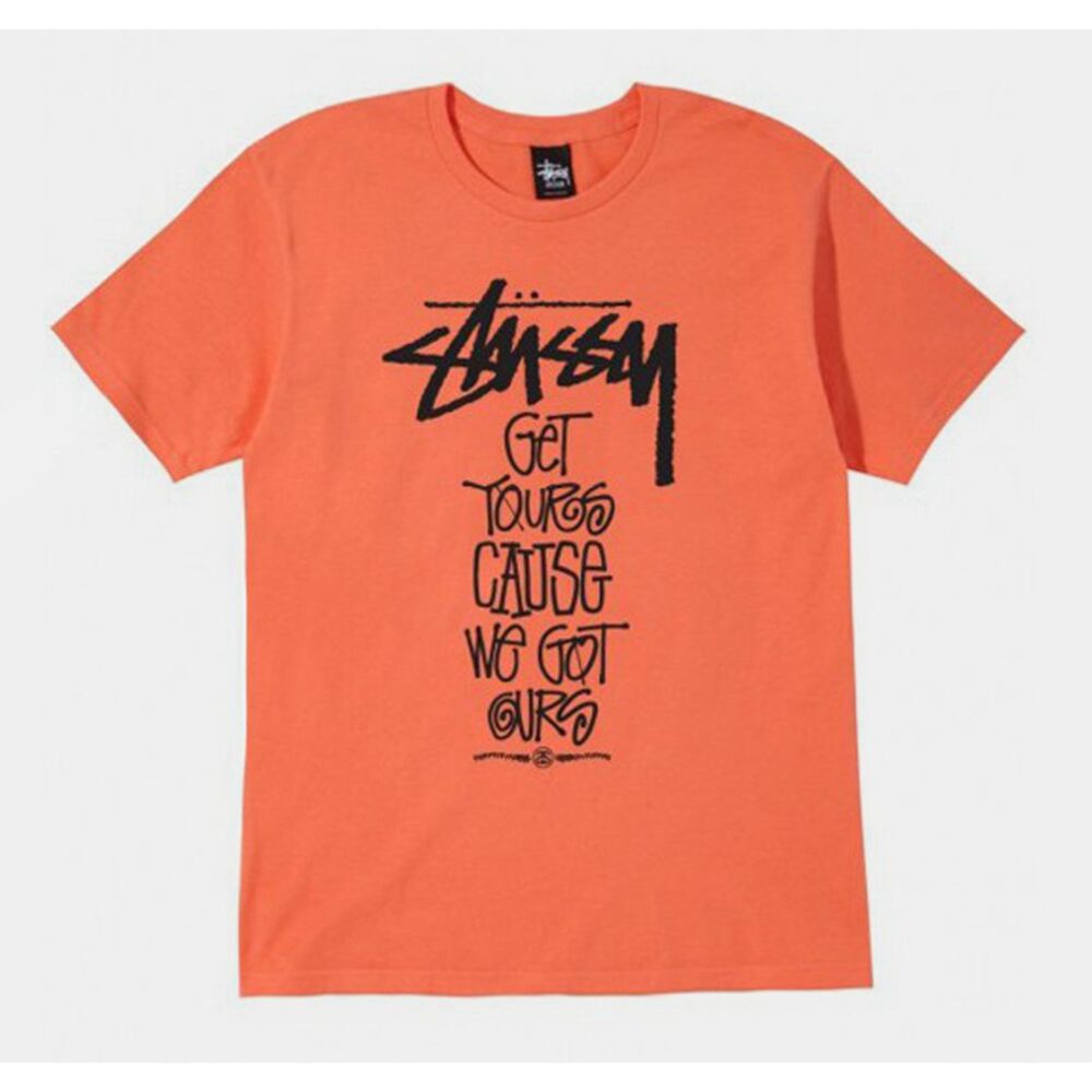 Stussy Get Yours Cause We Got Ours T-Shirt Men's Small Orange